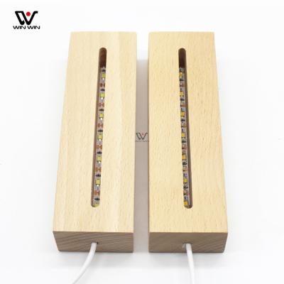 China Wholesale Eco-friendly Solid Wood 3D Led Wooden Low Light Led Display Night Light Stand Base Stand for sale