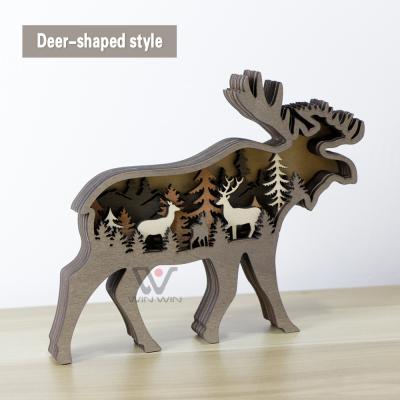 China Europe Plywood Craft Laser Cut Wooden Crafts Wooden Animal Christmas Ornaments for sale