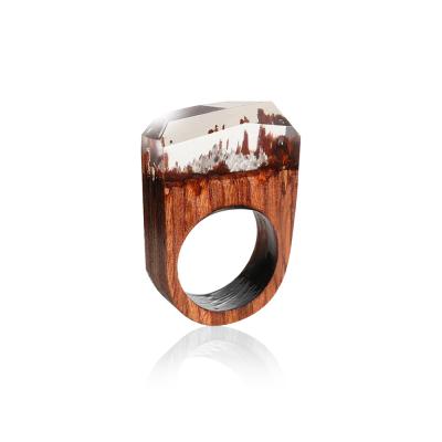 China 4 Types Luxury Gorgeous Imagination Custom Genuine Handmade Logo Wood Resin Ring With for sale