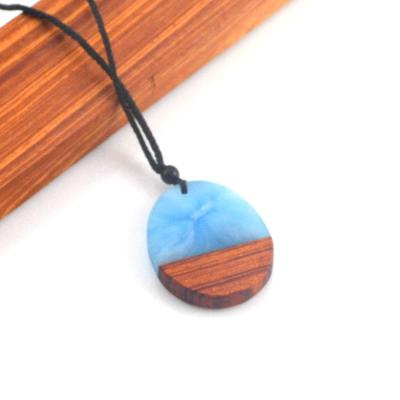 China Unique Fashion Charm Resin Wood Pendant Rope Chains Handmade Sandalwood Ocean Style Epoxy Resin Jewelry for sale