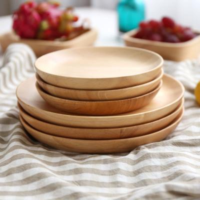 China Viable High Quality Wooden Snacks Serving Tray Cake Dishes Tableware Maple Wooden Dish for sale