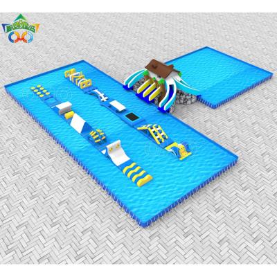 China On The Lake Or On The Sea On The Inflatable Swimming Pool Obstacle For Kids Adults Funny Swimming Pool Game for sale