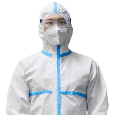 China PP+PE Custom Design Disposable Personal Protective Coverall Protective Suit With Elastic Cuffs And Hood for sale