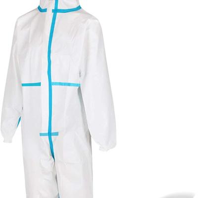 China New PP+PE Products Said To Board Certificate EN14126 Disposable Protective Coverall With Hood, Elastic Cuffs, Ankles, Waist Zipper Fron for sale