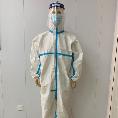 China Disposable Protective Equipment PP+PE Protective Overalls Disposable Suit Coverall PPE Coverall Suit for sale