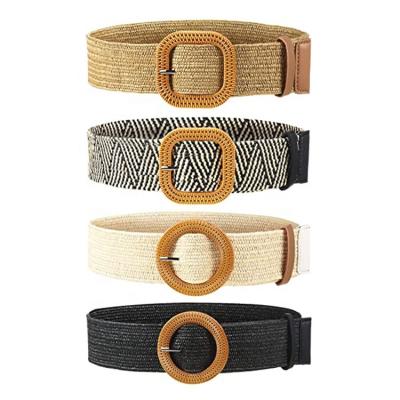 Cina Allungamento tessuto con elastico della cinghia di Straw Waist Braided Fabric Belt 5cm in vendita