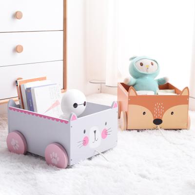 China Custom Child Toy Storage Organizer Boxes Bins Wooden White Toy Chest Kids Baby Toys Walkers Stroller for sale