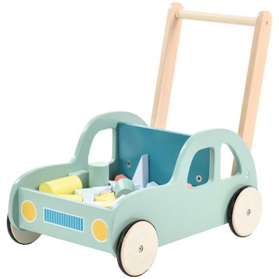 China Building Blocks Walker Wooden Push Baby Walker Toy Car Baby Toys Stroller Children Baby Walkers for sale