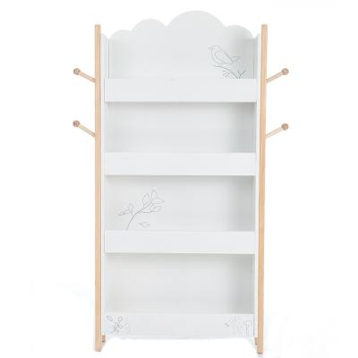 China Modern Montessori Furniture Kids 4 Tier Book Shelf Storage Wiite Wooden Kids Shelf Bookcase For Children for sale