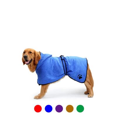 China Durable Soft Super Absorbent Microfiber Dog Drying Towel Robe With Hood And Belt For Medium Large Small Dogs for sale