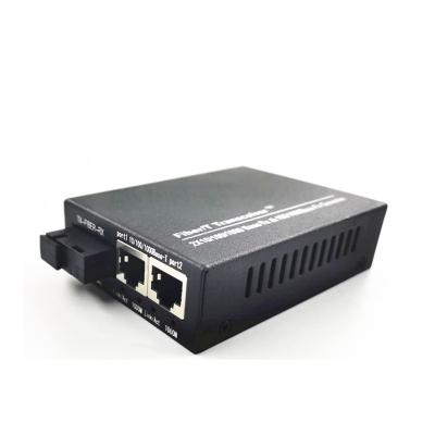 China FTTX Ethernet Switch Converter 2*10/100/1000 Base-Tx to 1000Base-FX Network Dual Port Optoelectronic Converter for sale