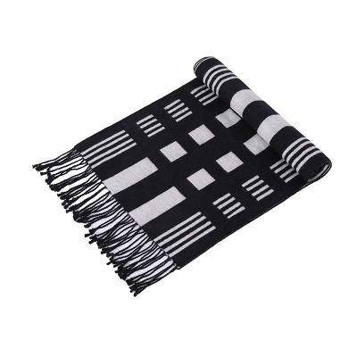 China China Manufacturer Woven Scarf Pure Soft And Warm Acrylic Cape Black And White Plaid Scarf With Tassels For Men for sale