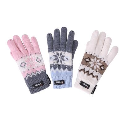 China New warm and comfortable Japan Korea style cashmere brushed knitted gloves lady jacquard touch screen gloves keep warm winter gloves for sale