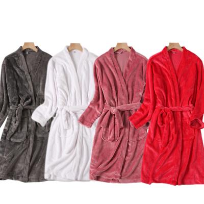 China Thermal Custom Colors Hotel Unisex Winter Nightgown Flannel Nightgown Women Cotton Flannel Kimono Man Casual Lounge To Use Bathrobe White for sale