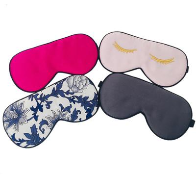 China Custom 100% Silk Visor Band Soft Silk Adjustable Black Eye Cover Eye-Cover Anti-wrinkle and Embroidery Logo Sleep Mask Color Eye Mask for sale