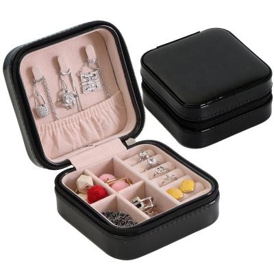 China Small Leather Jewelry Box Travel Jewelry Organizer Box Jewelry Storage Case For Ring Earring Necklace Gift Packaging for sale