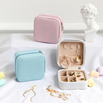 China Jewelry Box Small PU Leather Travel Jewelry Box Women Ring Pendant Necklace Storage Box for sale