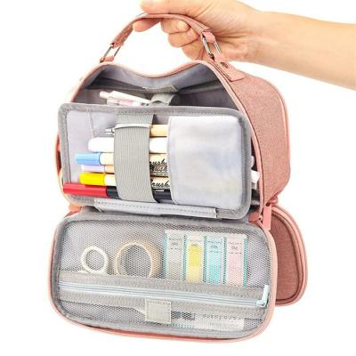 China Schools & Portable Pen Pouch Pencil Case Desks Large Capacity College Students Boy Girl Teens Multiple Compartments Double Zipper Handheld Desk for sale