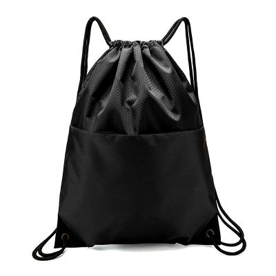 China 210D/420D Waterproof Drawstring Backpack Polyester Sports Storage Promotional Nylon Waterproof Black Drawstring Bag With Zipper for sale