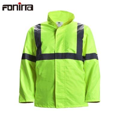 China Water Proof High Visibility Customized Mens Safety Rain Use Hi Force Rain Suit Wasp Reflective Raincoat for sale