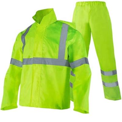 China Wholesale Customized High Visibility Mens Labor Suits Rain Coat Safety Reflective Rain Jacket Water Proof for sale