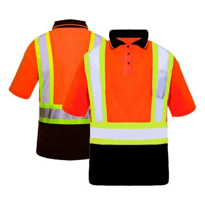 China Reflective Safety Hi Vis Polo Shirt Customizable Breathable High Visibility Work T-shirts REFLECITVE Construction for sale