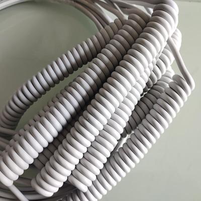 China Medical Retractable Cable Made in China Cables Retractable 4 Cores Spiral 4 Pole Silicon Stretch Cord for Medical Equipment for sale