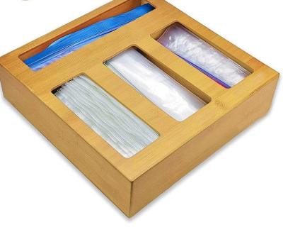 China Eco-friendly Modern Natural Openable Lids Top Racks Reusable Bamboo Food Bag Storage Organizer for sale