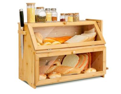 China Modern Design Fancy Two-layer Storage Container Latest Fancy Extra Large With 2 Windows Clear Bread Box for sale