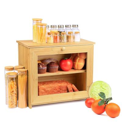 China Modern Design Fancy Two-layer Storage Container Latest Fancy Extra Large With 2 Windows Clear Bread Box for sale