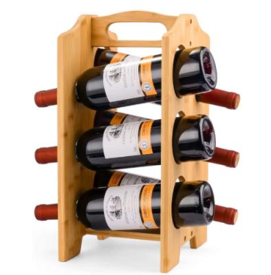 China Portable Wine Stand Tabletop Wine Rack Organizer Bamboo Wine Rack for sale