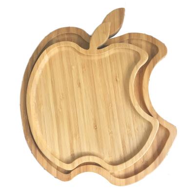 China Sustainable Hot-selling High Quality Refreshment Bamboo Kitchen Fruit Wooden Apple Shaped Functional Bamboo Dish for sale