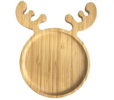 China Wholesale Hot Selling Natural Reusable Biodegradable Deer Shaped Bamboo Deer Shaped Bamboo Dish for Kids Sustainable Beautiful for sale