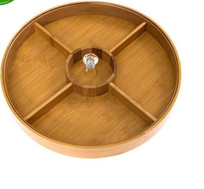 China Sustainable Wholesale Natural Bamboo Multifunction Wooden Tray With 4 Grids Dining Food Storage Durable for sale