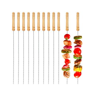 China Easily Cleaned 2022 304 Stainless Steel High Quality Outdoor Portable Retractable BBQ Forks with Handle Roasting Sticks GRILL Skewers for sale