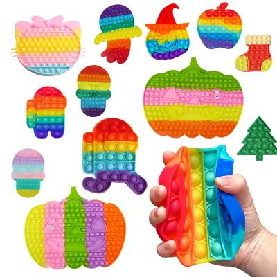 China 2021 Cheapest Wholesale Cute Silicone Adult Sensory Toy Rainbow Sensory Fun Fun Relief Worry Cartoon Children's Educational Toy for sale