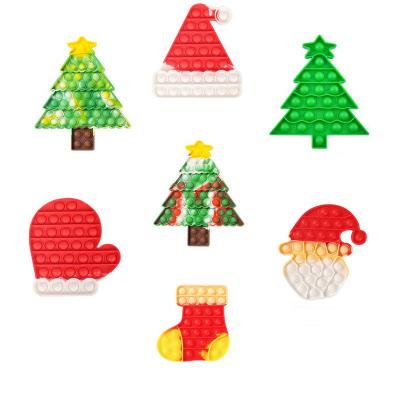 China Christmas Tree Snowflake Puzzle Jigsaw Puzzle Jigsaw Puzzle Cute Educational Simple Push Bubble Bubble Christmas Kids Toys for sale