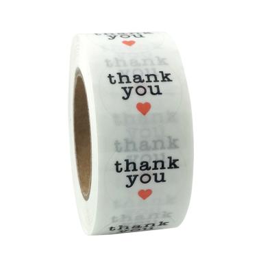 China Waterproof 1 inch 500 pieces/roll thank you transparent round baking hot stamping white label cheap sticker kawaii thank you printing for sale