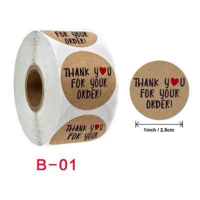 China Waterproof Roll Sticker Round Wrapping Paper Thank You Sticker Label Gift Wrapping Envelope Sealing Label for sale