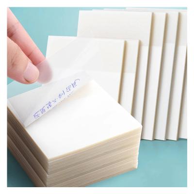 China Stationery Self Adhesive PET Office Transparent Sticky Notes With Scratch Sticker High Value Sticky Plain Note Paper for sale