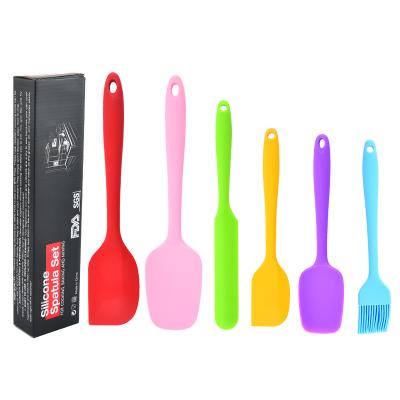 China Food Grade Heat Resistant Sustainable 6 Piece Non-Stick Silicone Cake Spatulas Set Spoon Mixing Spatula for sale