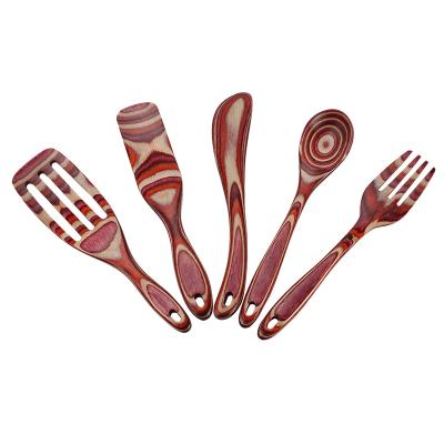 China Sustainable 5 Piece Set Mini Kitchen Tools Utensil Wood Spoon Set Pakka Wood Anticorrosive Kitchenware for sale