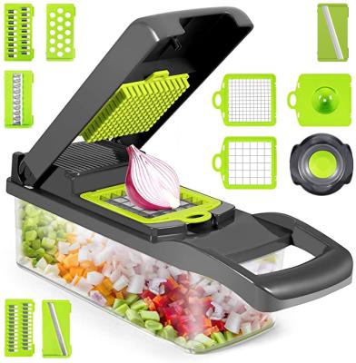 China Viable Kitchen 12 in 1 Chopper Multifunctional Manual Vegetable Chopper Food Onion Vegetable Cutter for sale