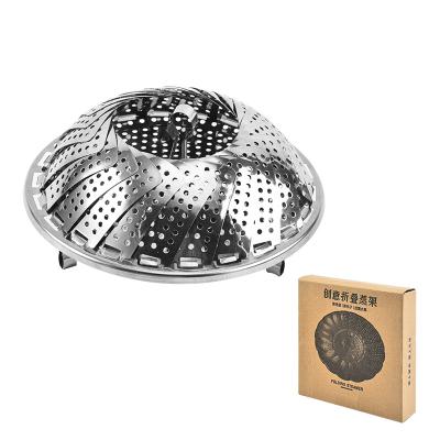 China Sustainable Expanding Vegetable Steamer Stainless Steel Collapsible Steaming Basket for sale