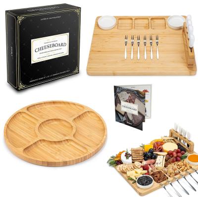 China Sustainable Custom Private Label Cheese Box Bamboo Set Board With Bowl And Utensils for sale