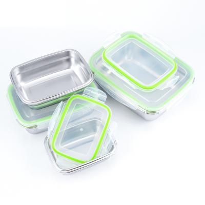 China Stainless Steel Heatable Food Storage Container Silicone Lunch Box With Airtight Lids for sale