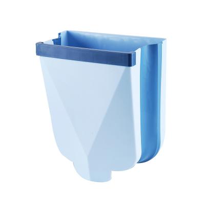 China Hanging Plegable Folding Waste Bin Waste Bin Small Kitchen Waste Bin Durable Plastic Foldable Bin Door Portable Trash Can for sale