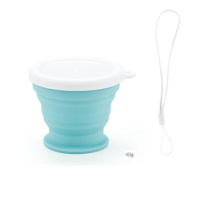 China Travel Sustainable Camping Food Salad Water Silicone Collapsible Bowl Cup With Lid for sale