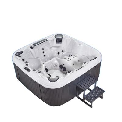 China JCAQUA 6 Person Black Massage Bathtub Modern Spa Tub Sauna Room Outdoor Hot Tub for sale