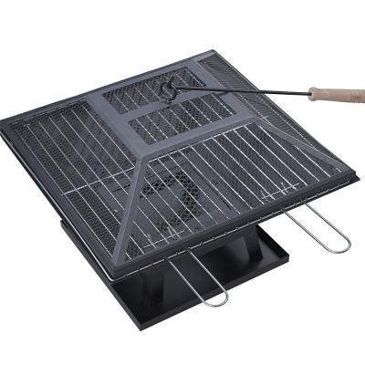 China Firepit Outdoor Firepit Stove Patio Easily Assembled Square Fire Pit and BBQ Grill Heater - for Camping Picnics or Backyard, Black for sale